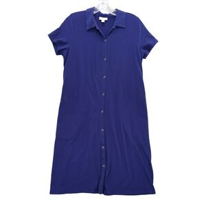 J.Jill Knit Dress Shirt Dress with Pockets Casual Comfy‎ Blue Size S